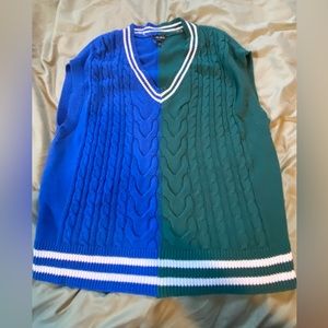 Blue and green sweater vest